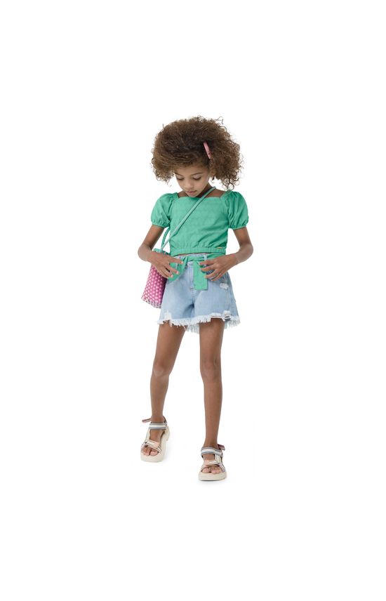 Conjunto Menina Em Laise e Jeans - Carinhoso