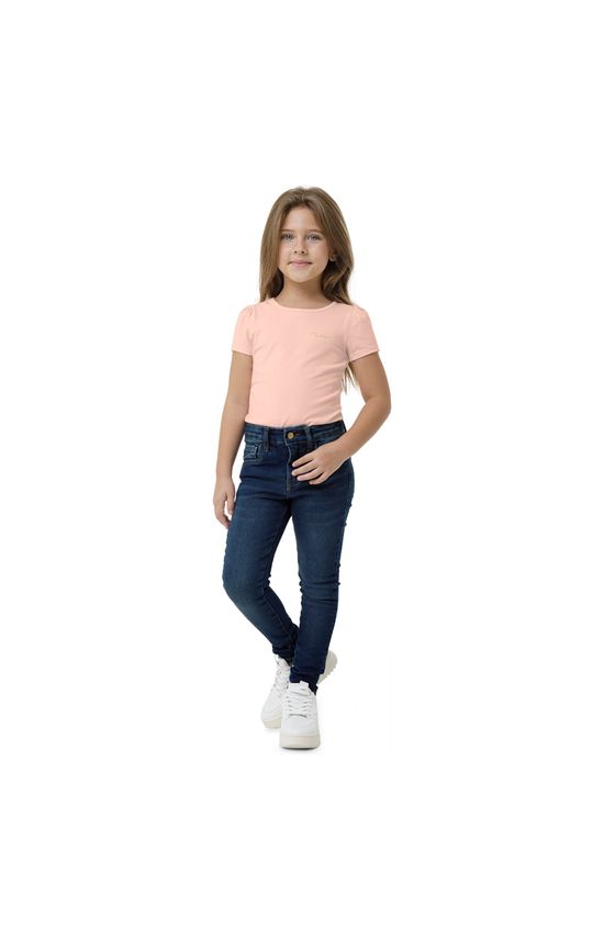 Calça Menina Skinny Cintura Média em Jenas Com Elastano - Carinhoso