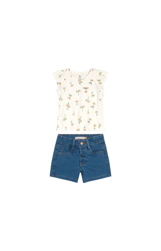 Conjunto Menina Shorts Jeans Com Elastano Carinhoso