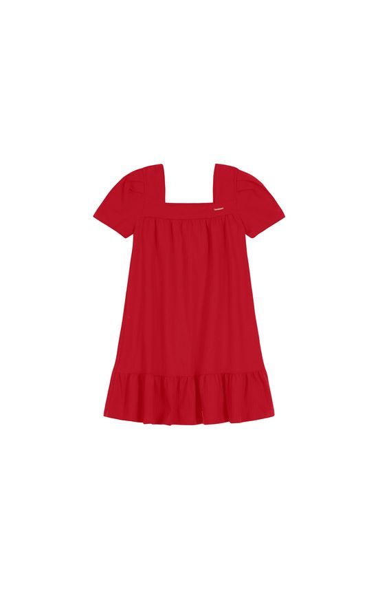 Vestido Menina Decote Quadrado Em Malha Texturizada Carinhoso