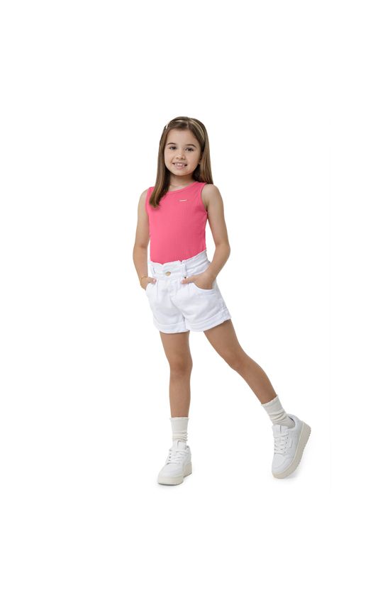 Blusa Menina Decote Redondo Em Malha Texturizada Carinhoso