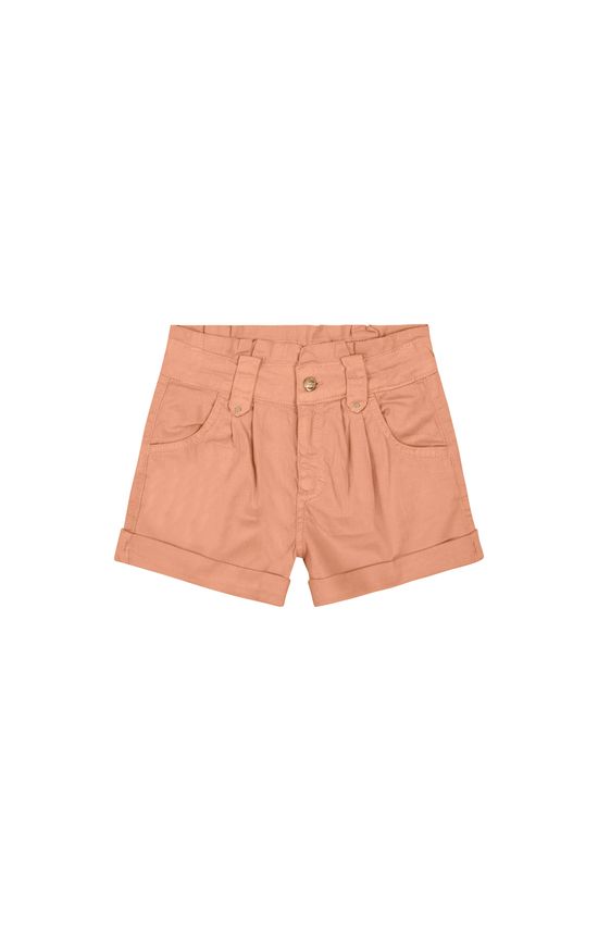 Shorts Clochard Menina Pregas Frontais Em Sarja Com Elastano Carinhoso