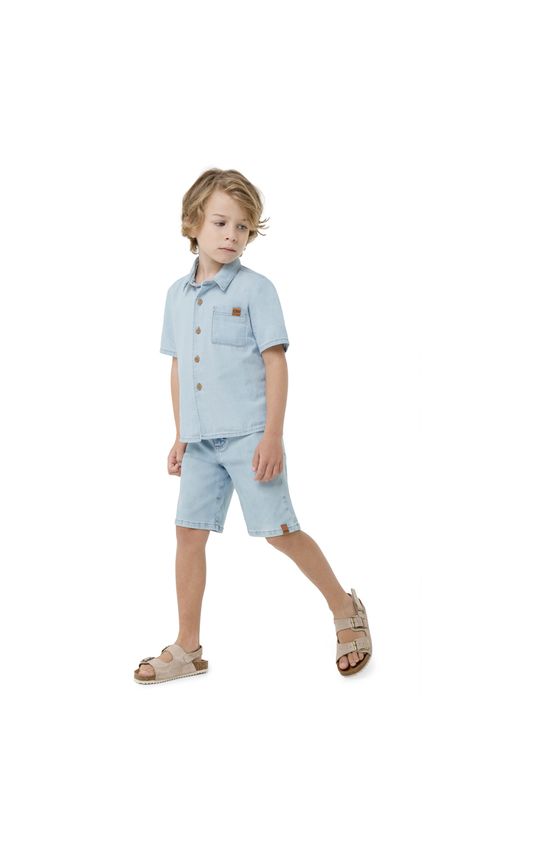 Bermuda Menino Comfort Em Jeans Com Elastano Carinhoso