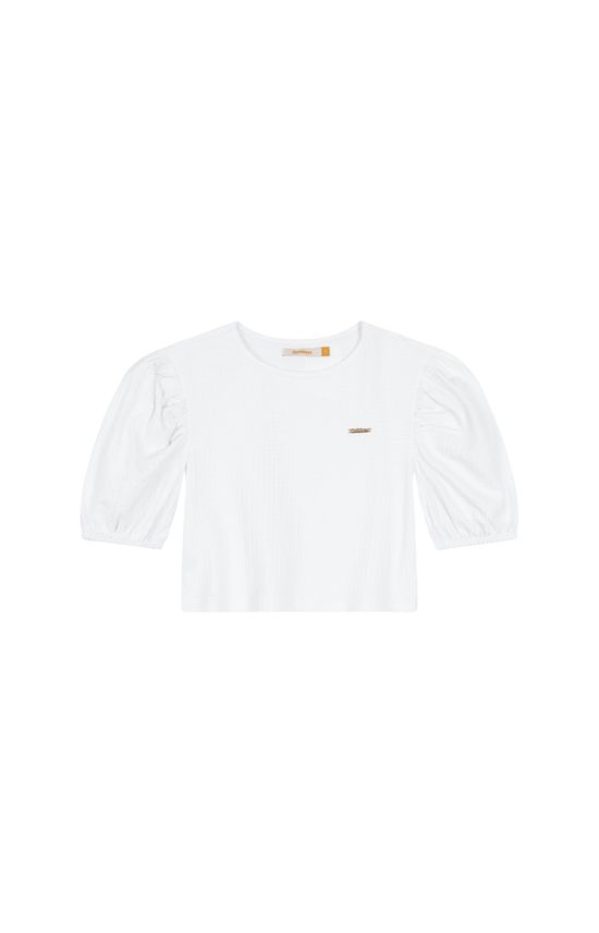 Blusa Menina Manga Bufante Em Malha Texturizada Carinhoso