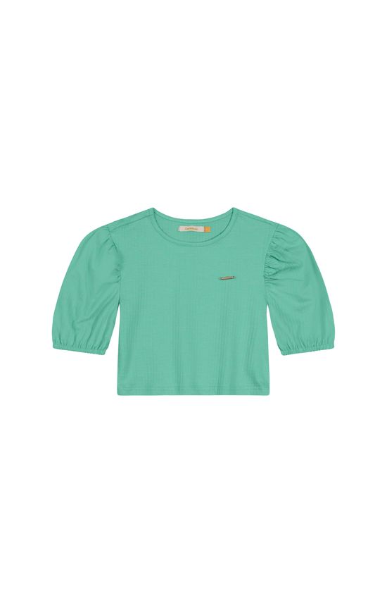 Blusa Menina Manga Bufante Em Malha Texturizada Carinhoso