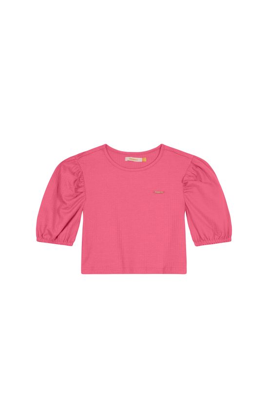 Blusa Menina Manga Bufante Em Malha Texturizada Carinhoso