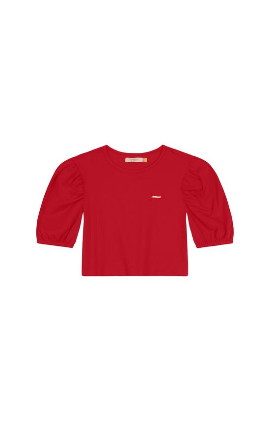 Blusa Menina Manga Bufante Em Malha Texturizada Carinhoso