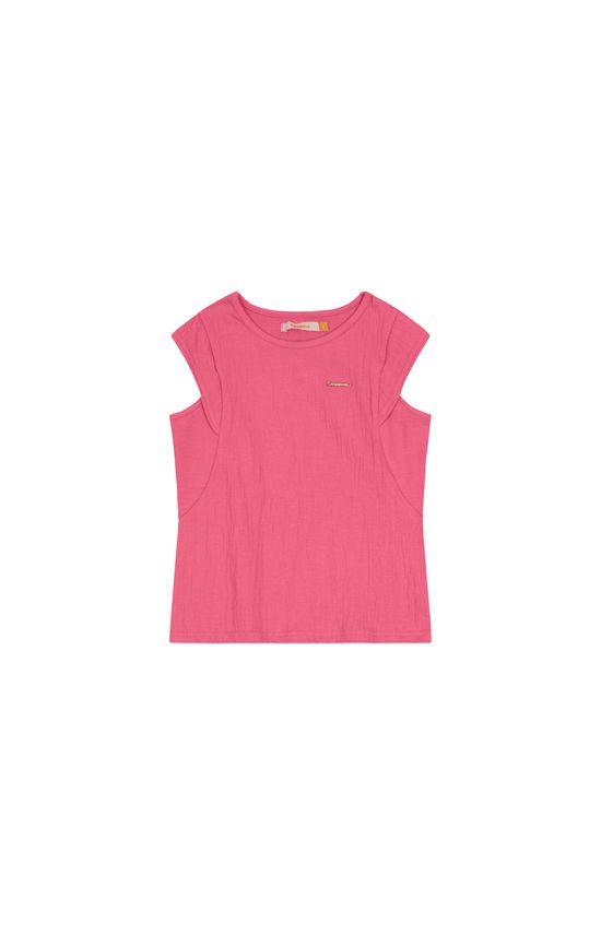 Blusa Menina Recorte Lateral Em Malha Texturizada Carinhoso