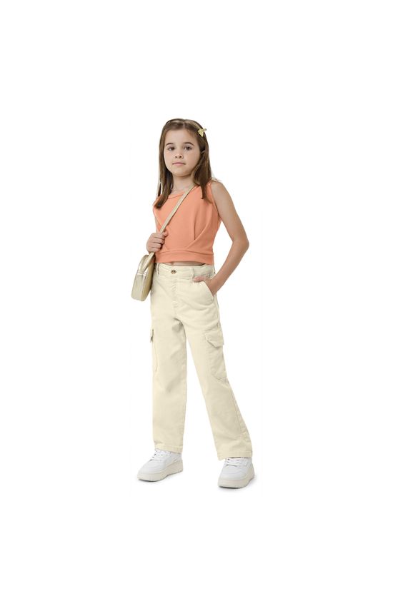 Blusa Menina Cropped Em Malha Texturizada - Carinhoso
