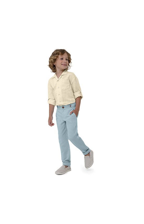 Calça Menino Cintura Ajustável Em Algodão Carinhoso