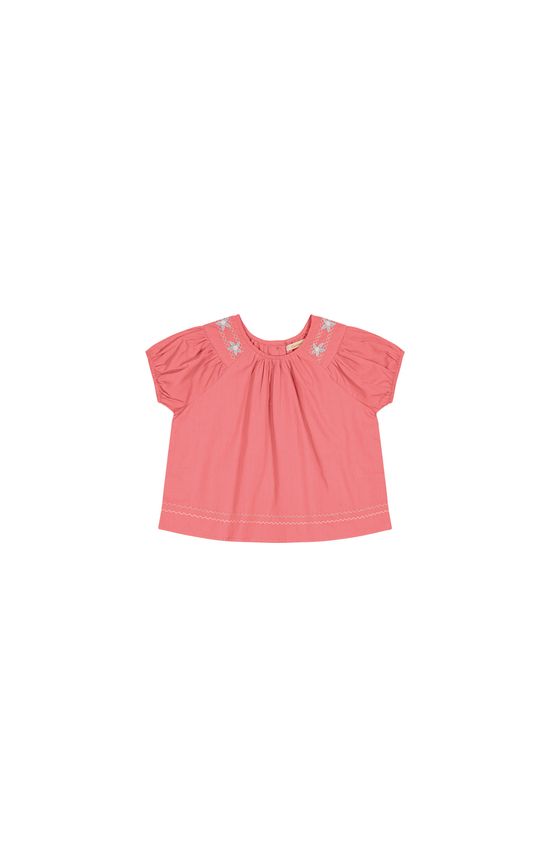 Blusa Menina Bordado Ombro Em Cambraia Leve Carinhoso
