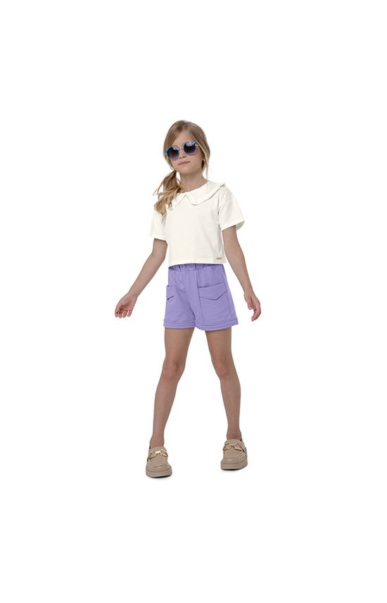 Blusa Menina Gola Com Babado Em Algodão Carinhoso