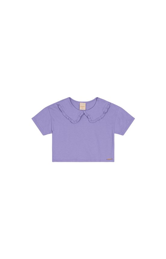 Blusa Menina Gola Com Babado Em Algodão Carinhoso