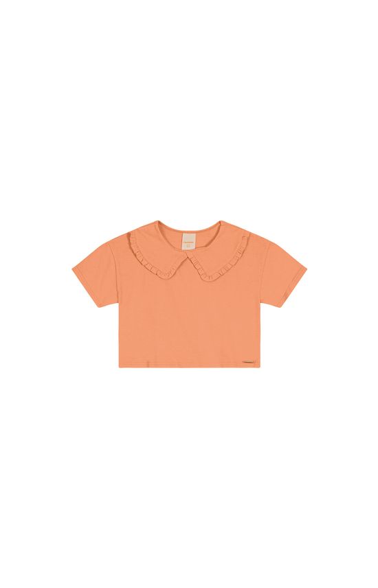 Blusa Menina Gola Com Babado Em Algodão Carinhoso