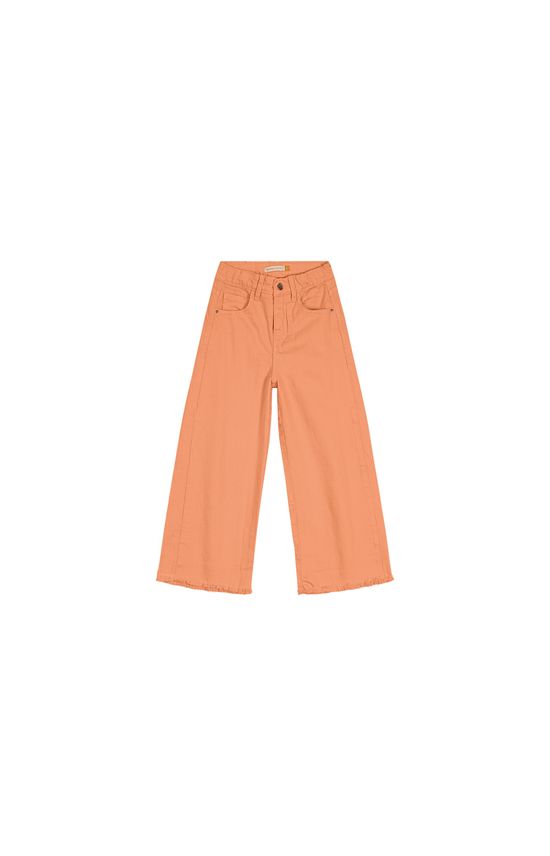 Calça Menina Wide Leg Em Sarja Com Elastano Carinhoso