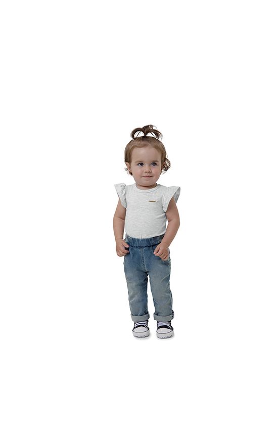 Calça Menina Cintura Elástica Em Jeans Stretch Carinhoso