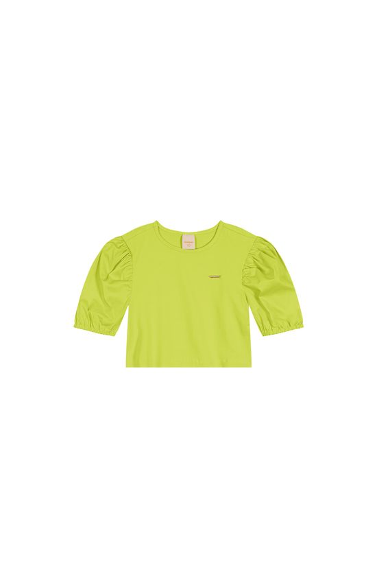 Blusa Menina Manga Bufante Em Algodão Carinhoso