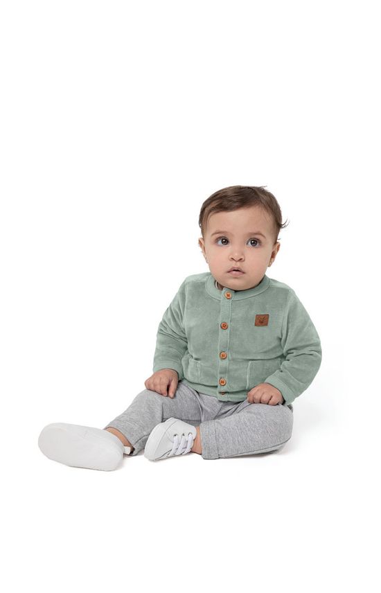 Cardigan Unissex Com Bolsos Em Plush Navalhado Carinhoso