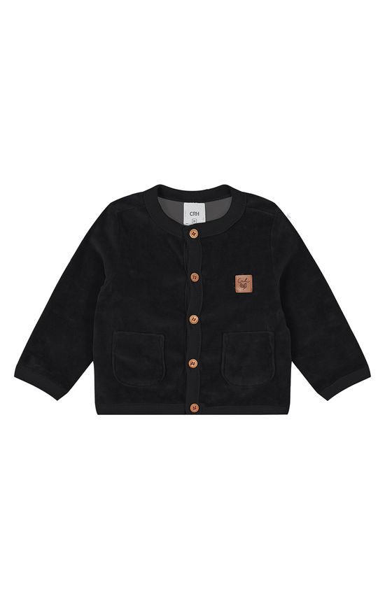 Cardigan Unissex Com Bolsos Em Plush Navalhado Carinhoso
