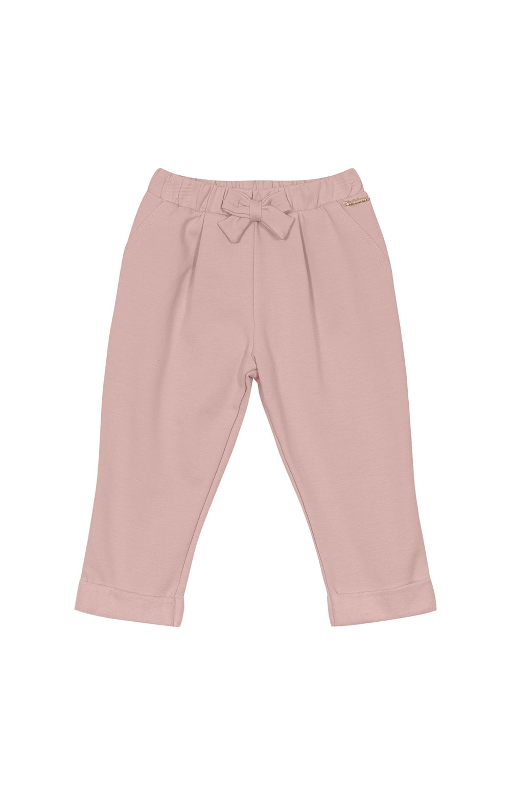 Calça Menina Com Laço Em Moletom Flanelado Carinhoso