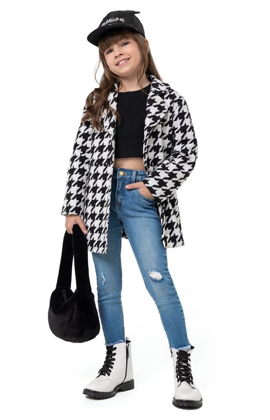 Calça Menina Skinny Barra Desfiada Em Jeans Elastano Carinhoso
