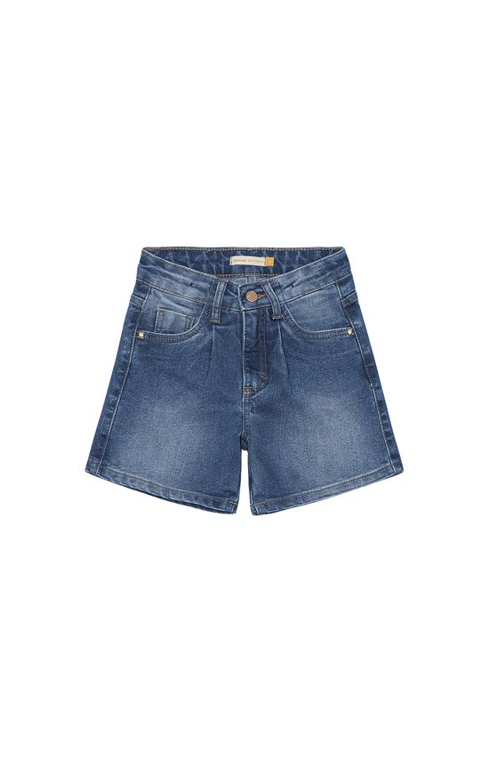 Shorts Menina Cintura Alta Em Jeans Com Elastano Carinhoso