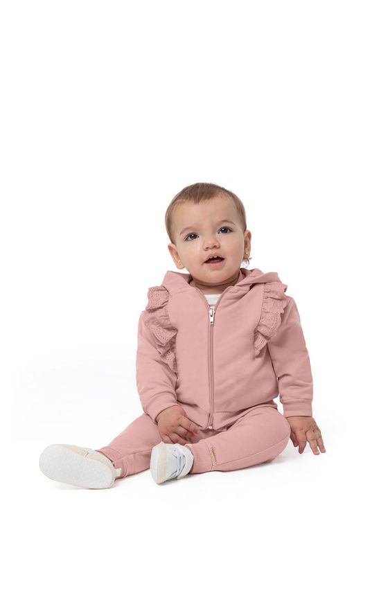 Conjunto Menina Recorte Renda Em Moletom Stretch Flanelado Carinhoso