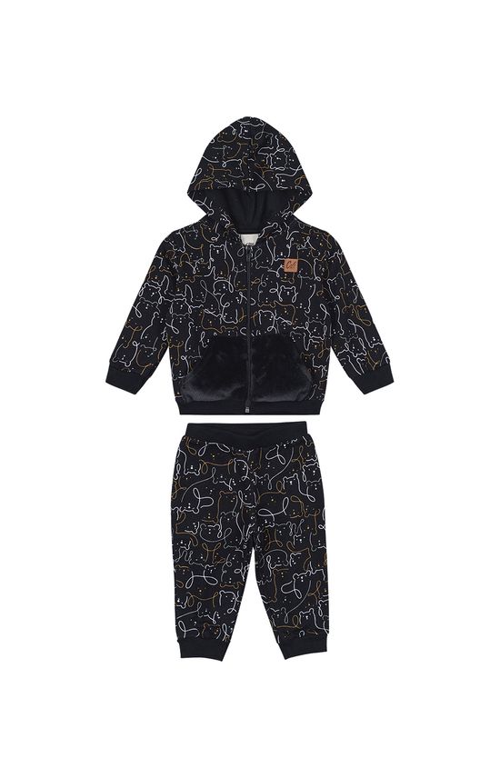 Conjunto Menino Bolso Pelúcia Em Moletom Flanelado Carinhoso
