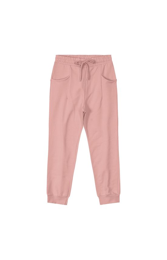 Calça Menina Cadarço Funcional Em Moletom Flanelado Carinhoso