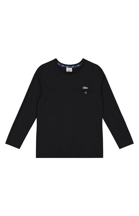 Camiseta Menino Manga Longa E Bolso Embutido Em Algodão Carinhoso