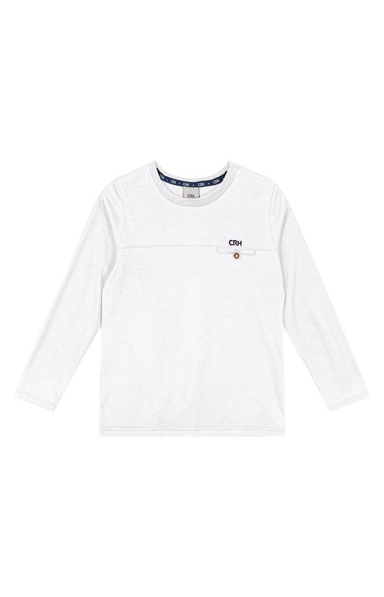 Camiseta Menino Manga Longa E Bolso Embutido Em Algodão Carinhoso