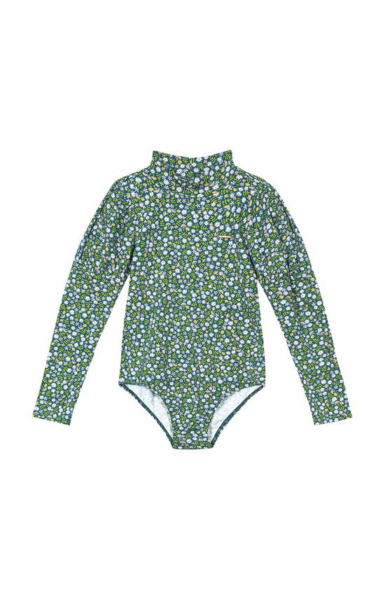 Body Menina Gola Alta Floral Em Algodão Carinhoso