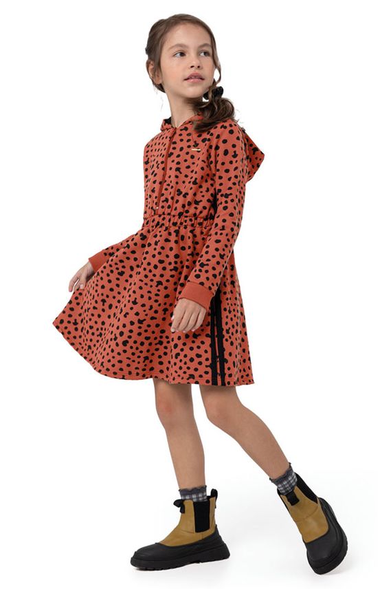 Vestido Menina Com Capuz Em Moletom Stretch Flanelado Carinhoso