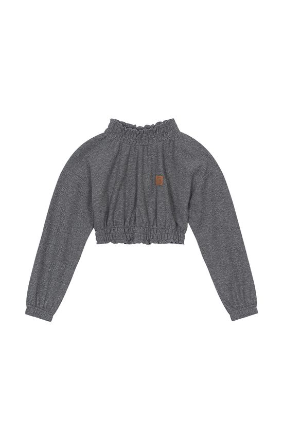 Blusa Menina Cropped Com Elastico Malha Texturizada Carinhoso
