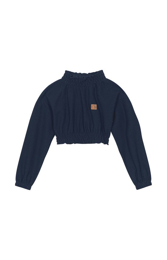 Blusa Menina Cropped Com Elastico Malha Texturizada Carinhoso