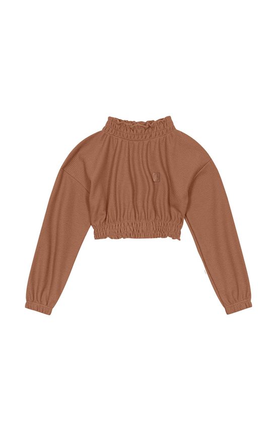 Blusa Menina Cropped Com Elastico Malha Texturizada Carinhoso