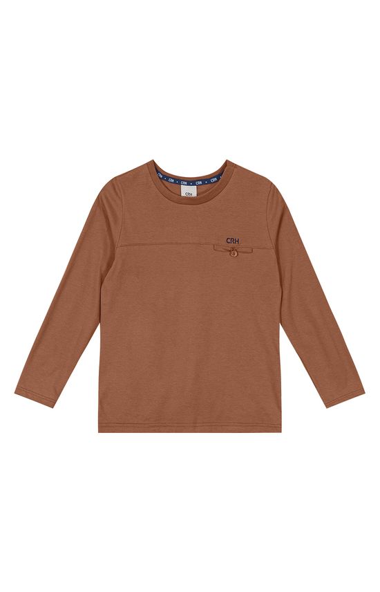 Camiseta Menino Manga Longa E Bolso Embutido Em Algodão Carinhoso