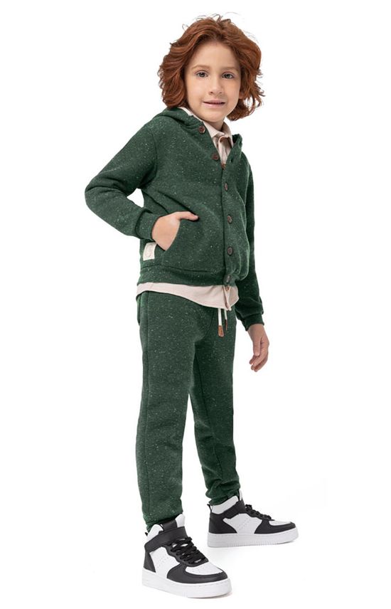 Conjunto Menino Em Moletom Mescla Flanelado Carinhoso