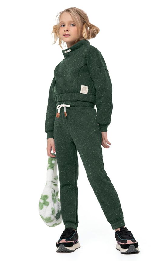 Conjunto Menina Em Moletom Mescla Flanelado Carinhoso