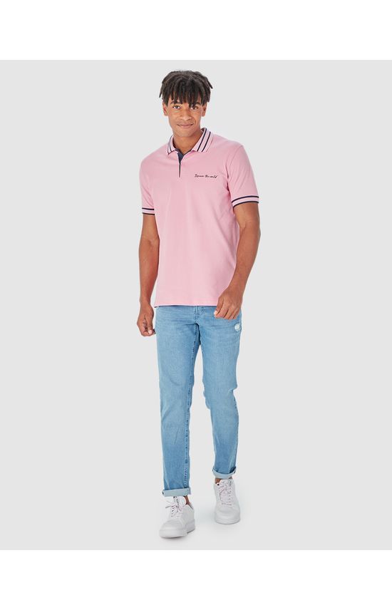 Camisa Polo Masculina Discover The World Em Piquet Stretch