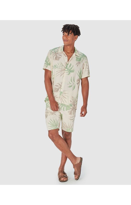 Bermuda Masculina Estampa Folhagem Em Moletom