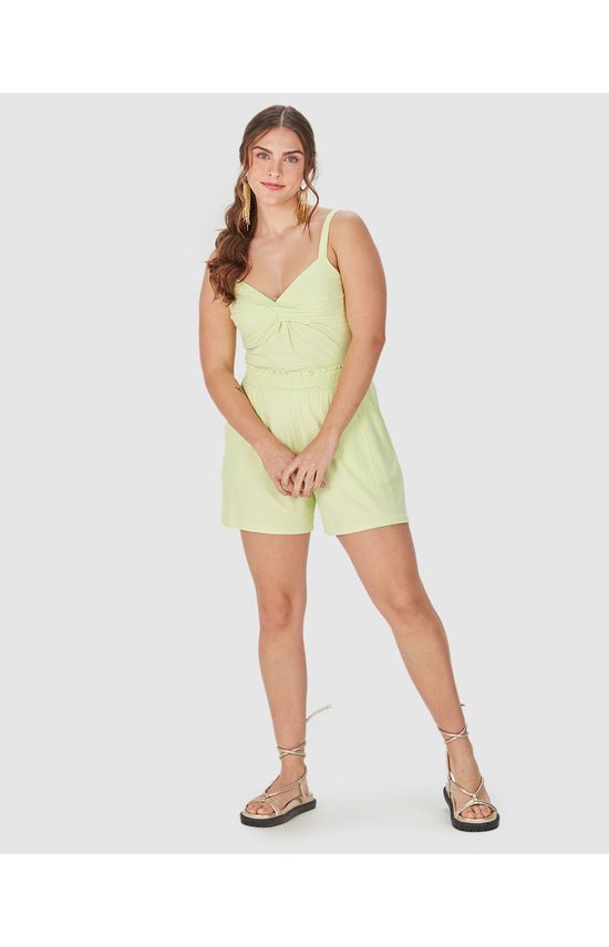 Shorts Feminino Cós Elástico Bolso Faca Em Malha Canelada De Viscose