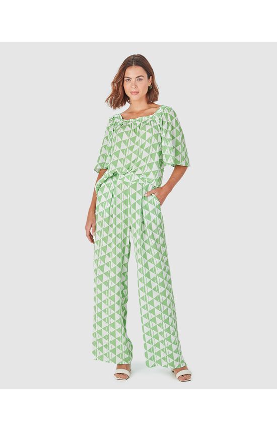 Blusa Feminina Geométrica Decote Quadrado Em Viscose