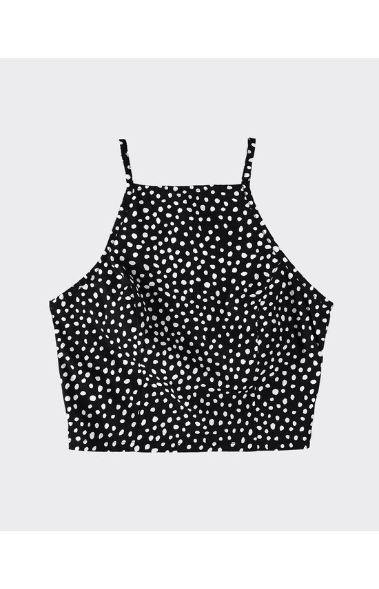Blusa Cropped Feminina Poá Decote Reto Em Algodão Stretch - ENFIM