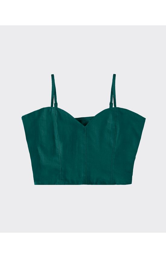 Blusa Cropped Feminina Decote Coração Em Viscolinho - ENFIM
