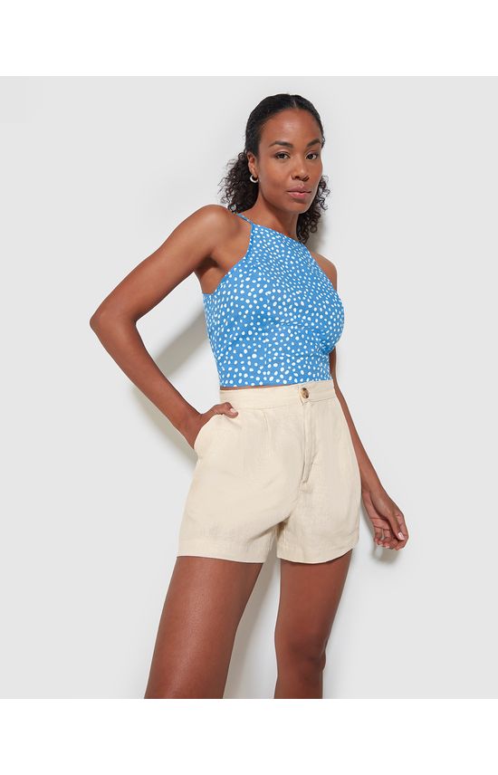 Shorts Feminino Alfaiataria Cintura Alta Em Viscolinho - ENFIM