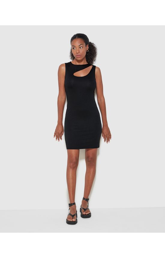 Vestido Justo Feminino Decote Vazado Em Moletinho De Viscose - ENFIM