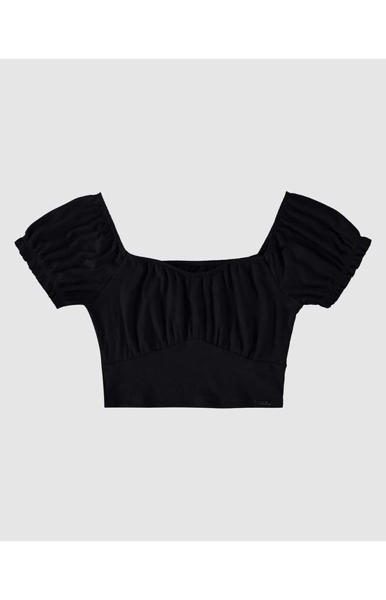 Blusa Cropped Feminina Recorte Busto Em Malha Canelada De Viscose - ENFIM