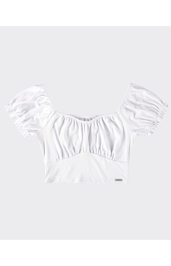 Blusa Cropped Feminina Recorte Busto Em Malha Canelada De Viscose - ENFIM