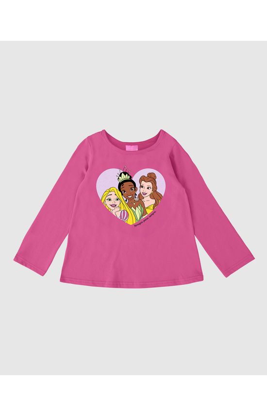 Blusa Infantil Menina Manga Longa Princesa Disney® Em Algodão Malwee Kids